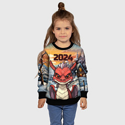 Свитшот детский Большой красный дракон 2024, цвет: 3D-черный — фото 2
