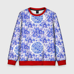 Свитшот детский Новогодняя гжель роспись, цвет: 3D-красный