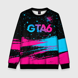 Свитшот детский GTA6 - neon gradient посередине, цвет: 3D-черный