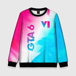 Свитшот детский GTA 6 neon gradient style вертикально, цвет: 3D-черный