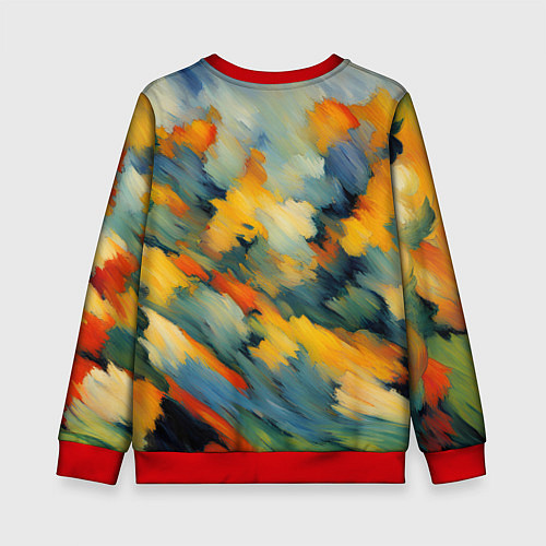 Детский свитшот Жёлтые и синие мазки / 3D-Красный – фото 2