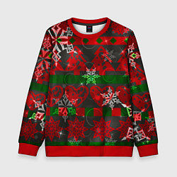 Детский свитшот Рождественские узоры ёлки и снежинки