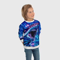 Свитшот детский Фиолетовая акула, цвет: 3D-белый — фото 2