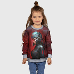 Свитшот детский Девушка в техношлеме, цвет: 3D-меланж — фото 2