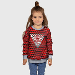 Свитшот детский Красные и чёрные треугольники, цвет: 3D-меланж — фото 2