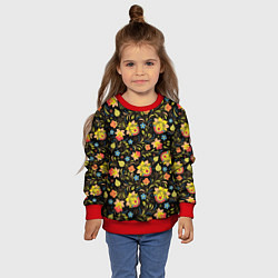 Свитшот детский Хохломская роспись разноцветные цветы, цвет: 3D-красный — фото 2