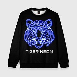 Свитшот детский Tiger neon art, цвет: 3D-черный