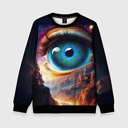 Детский свитшот Голубой глаз в небе над домами на вершине горы