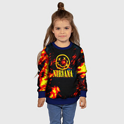 Свитшот детский Nirvana rock огненное лого лава, цвет: 3D-синий — фото 2