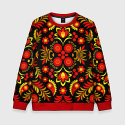 Свитшот детский Хохломской народный орнамент - Россия, цвет: 3D-красный