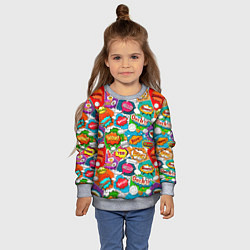 Свитшот детский Bang Boom Ouch pop art pattern, цвет: 3D-меланж — фото 2