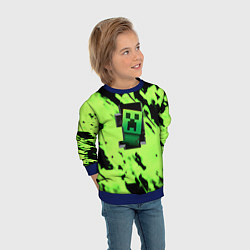 Свитшот детский Minecraft зеленый паттерн крипер, цвет: 3D-синий — фото 2