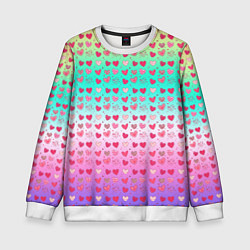 Свитшот детский Паттерн сердечки на разноцветном фоне, цвет: 3D-белый