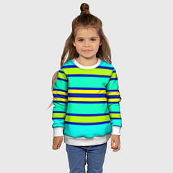Свитшот детский Неоновая бирюза в полоску, цвет: 3D-белый — фото 2