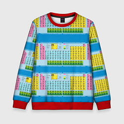 Свитшот детский Узор из таблицы Менделеева, цвет: 3D-красный