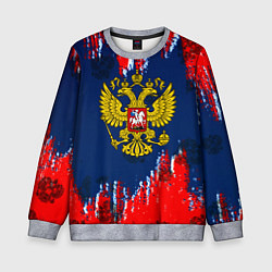 Свитшот детский Россия краски герб, цвет: 3D-меланж