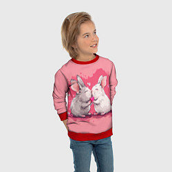 Свитшот детский Милые влюбленные кролики, цвет: 3D-красный — фото 2