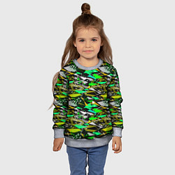 Свитшот детский Гранж геометрический абстрактный, цвет: 3D-меланж — фото 2