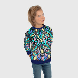 Свитшот детский Мандала ярко-голубой, цвет: 3D-синий — фото 2