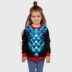 Свитшот детский Синие абстрактные ромбики, цвет: 3D-красный — фото 2