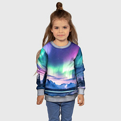 Свитшот детский Северное сияние на природе ai art, цвет: 3D-меланж — фото 2