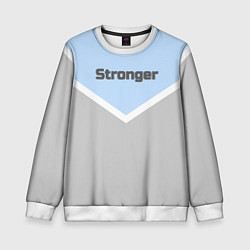 Свитшот детский Stronger серо-голубой, цвет: 3D-белый