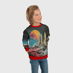 Свитшот детский Ретро космический пейзаж, цвет: 3D-красный — фото 2