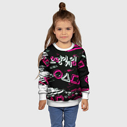 Свитшот детский Игра в кальмара геометрия, цвет: 3D-белый — фото 2