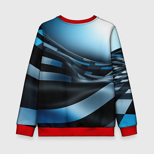 Детский свитшот Черно-синий абстрактный спортивный стиль / 3D-Красный – фото 2
