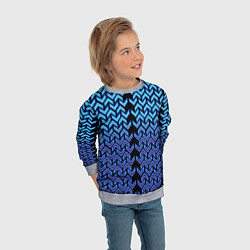 Свитшот детский Синие стрелки на чёрном фоне киберпанк, цвет: 3D-меланж — фото 2