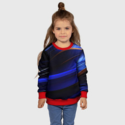 Свитшот детский Синее свечение на абстрактном фоне, цвет: 3D-красный — фото 2