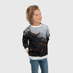 Свитшот детский Неоновые трещины, цвет: 3D-белый — фото 2