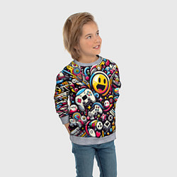 Свитшот детский Паттерн с играми, цвет: 3D-меланж — фото 2