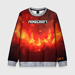 Свитшот детский Minecraft logo fire, цвет: 3D-меланж