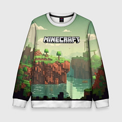 Свитшот детский Minecraft logo квадратный мир, цвет: 3D-белый