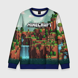 Свитшот детский Minecraft logo квадратный мир, цвет: 3D-синий