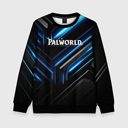 Детский свитшот Palworld logo black blue neon abstract