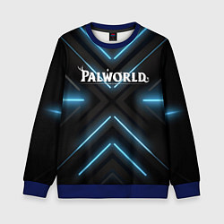 Детский свитшот Palworld logo на фоне синего неона