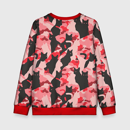 Детский свитшот Розовый камуфляж из котов / 3D-Красный – фото 2