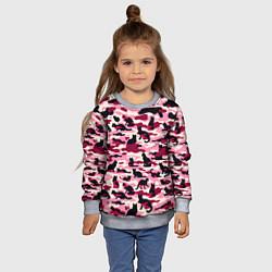 Свитшот детский Камуфляжные розовые котики, цвет: 3D-меланж — фото 2