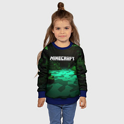 Свитшот детский Minecraft logo зеленый яркий мир, цвет: 3D-синий — фото 2