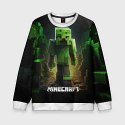 Детский свитшот Minecraft зеленый квадратный монстр