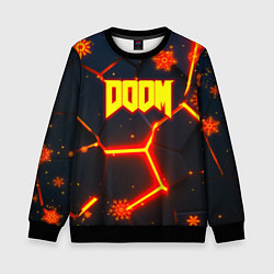 Свитшот детский Doom плиты лого в огне, цвет: 3D-черный