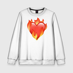 Свитшот детский Сердце в огне эмодзи, цвет: 3D-белый