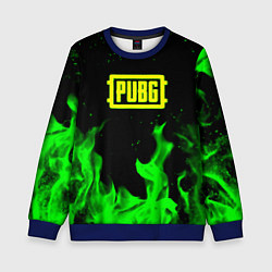 Свитшот детский PUBG кислотное лого огненный стиль, цвет: 3D-синий