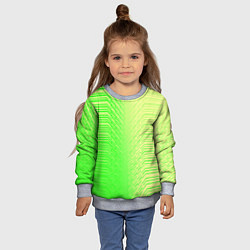 Свитшот детский Зелёные градиентные линии, цвет: 3D-меланж — фото 2