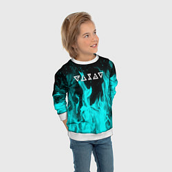 Свитшот детский Ведьмак лого в огне, цвет: 3D-белый — фото 2