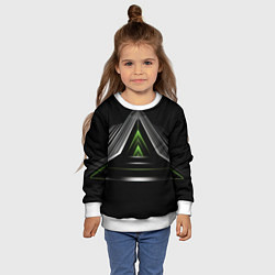 Свитшот детский Black green abstract nvidia style, цвет: 3D-белый — фото 2