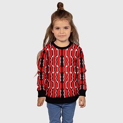 Свитшот детский Красные и белые техно линии, цвет: 3D-черный — фото 2