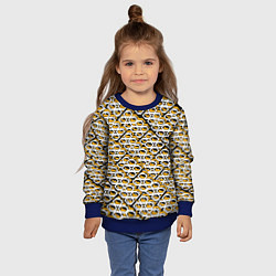 Свитшот детский Жёлто-белый узор на чёрном фоне, цвет: 3D-синий — фото 2